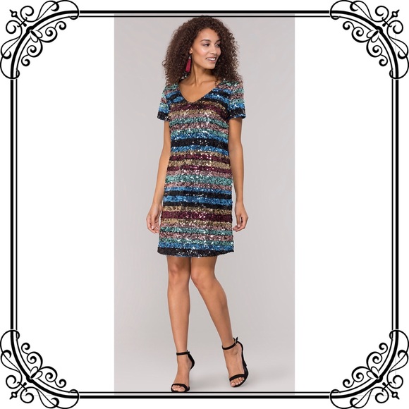 🆕NWT Trendy Striped Sequin Statement Party Dress - Picture 8 of 8